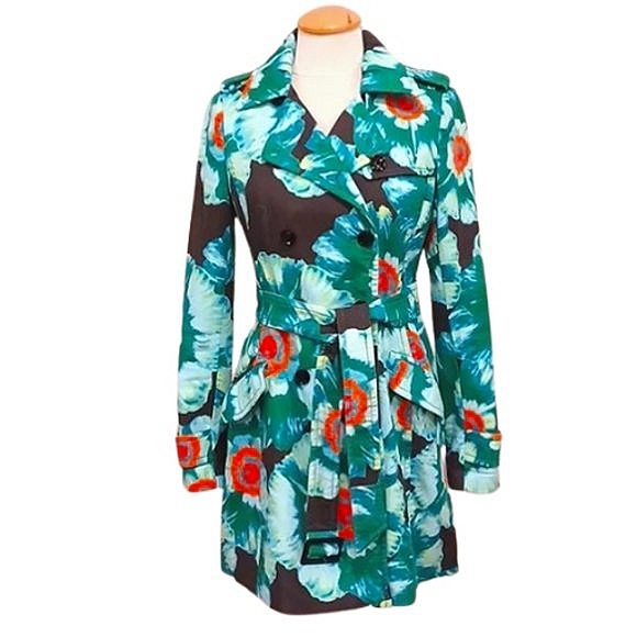 Banana Republic Statement Cotton Blend Floral Trench Coat- Sz. Sm - Picture 1 of 15